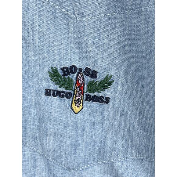 Boss By Hugo Boss Mens Size L Light Blue Long Sleeve Button Up Shirt - Picture 9 of 12
